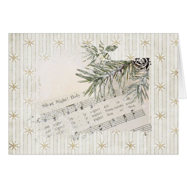 Weihnachtsmusik mit goldenen Schneeflocken (Vorderseite (Horizontal))
