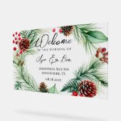 Weihnachtsmusik Red Berry Wreath Wedding Acrylschild (Winkel)