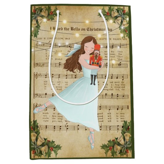 Weihnachtsmusik und Ballerina Mittlere Geschenktüte (Vorderseite)