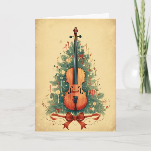 Weihnachtsmusik und Cello Feiertagskarte (Vorderseite)