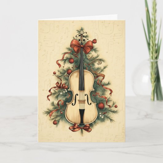 Weihnachtsmusik und Cello Feiertagskarte (Vorderseite)