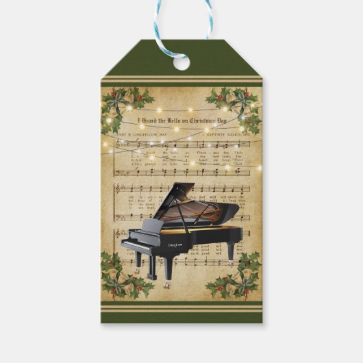 Weihnachtsmusik und Grand Piano Geschenkanhänger (Vorderseite)