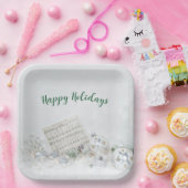 Weihnachtsmusik und Ornamente im Schnee Pappteller (Party)