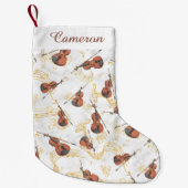 Weihnachtsmusik Violins Gold Noten Name Kleiner Weihnachtsstrumpf (Vorderseite)