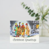 Weihnachtsmusikband auf der Straße Postkarte (Stehend Vorderseite)