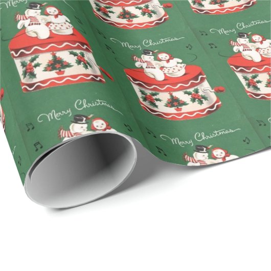 Weihnachtsmusikbox Tanzen Snowman Geschenkpapier (Rolleneckpunkt)