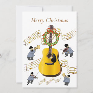 Weihnachtsmusikinstrumente Musiknoten Gitarre Feiertagskarte