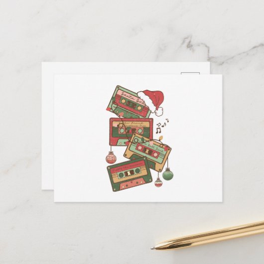Weihnachtsmusikkkassette Postkarte (Vorderseite/Rückseite Beispiel)