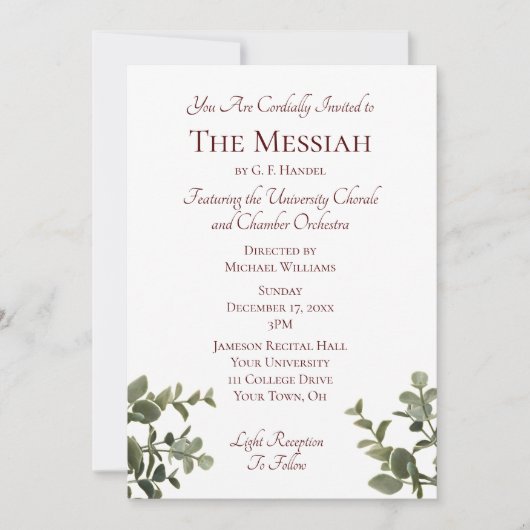 Weihnachtsmusikkonzert Einladung (Vorderseite)