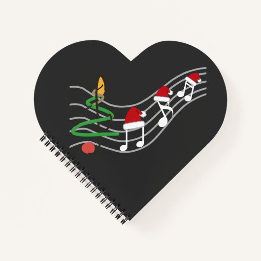 WeihnachtsMusiknoten Weihnachtsmannmütze Treble Cl Notizblock (Vorderseite)