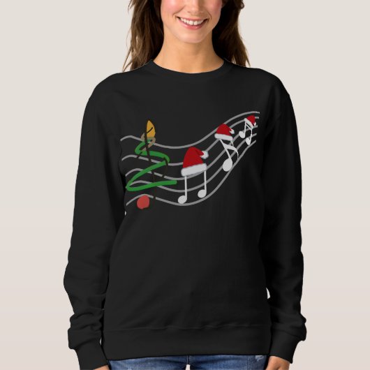 WeihnachtsMusiknoten Weihnachtsmannmütze Treble Cl Sweatshirt (Vorderseite)
