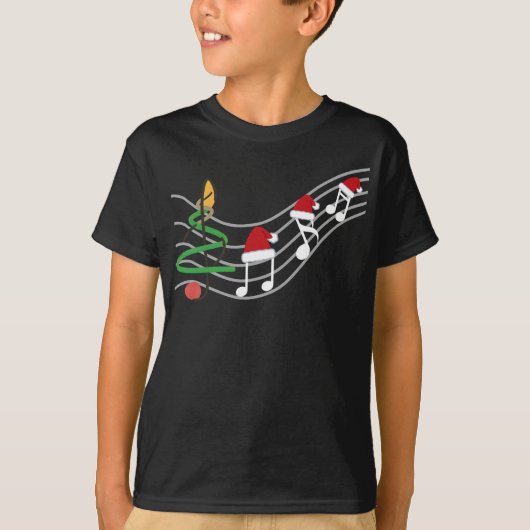 WeihnachtsMusiknoten Weihnachtsmannmütze Treble Cl T-Shirt (Vorderseite)