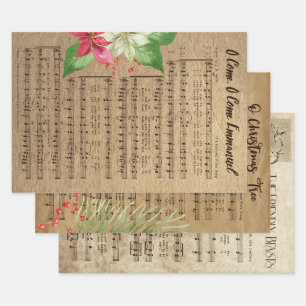 Weihnachtsmusikwrapping Paper Sheets Geschenkpapier Set