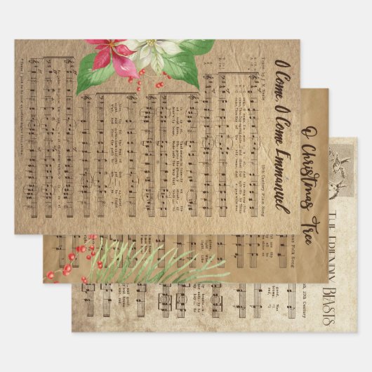 Weihnachtsmusikwrapping Paper Sheets Geschenkpapier Set (Set)