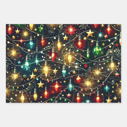 Weihnachtsmuster 4 Flachblatt Set von 3 Geschenkpapier Set (Vorderseite)