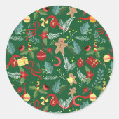Weihnachtsmuster 5 runder aufkleber (Vorderseite)