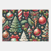 Weihnachtsmuster 9 Flachblatt Set von 3 Geschenkpapier Set (Vorderseite 3)