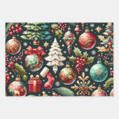 Weihnachtsmuster 9 Flachblatt Set von 3 Geschenkpapier Set (Vorderseite 2)