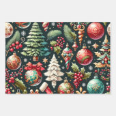 Weihnachtsmuster 9 Flachblatt Set von 3 Geschenkpapier Set (Vorderseite)