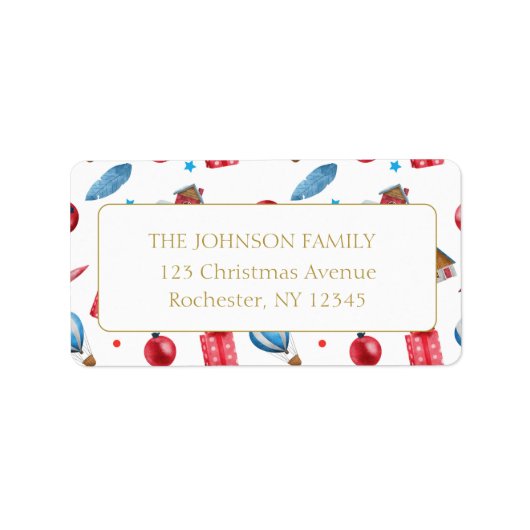 Weihnachtsmuster Adressaufkleber (Vorne)