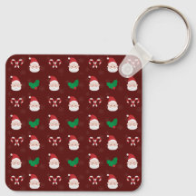 Weihnachtsmuster Aluminium Square Schlüsselanhänge
