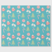 Weihnachtsmuster Aquamarin Geschenkpapier (Flach)