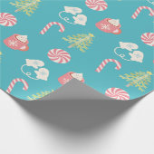 Weihnachtsmuster Aquamarin Geschenkpapier (Ecke)