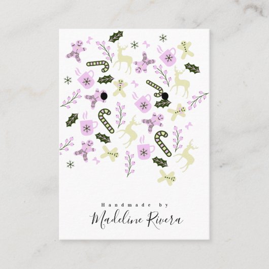 Weihnachtsmuster Artisan Earring Display Cards Telefonnummerkarte (Vorderseite)