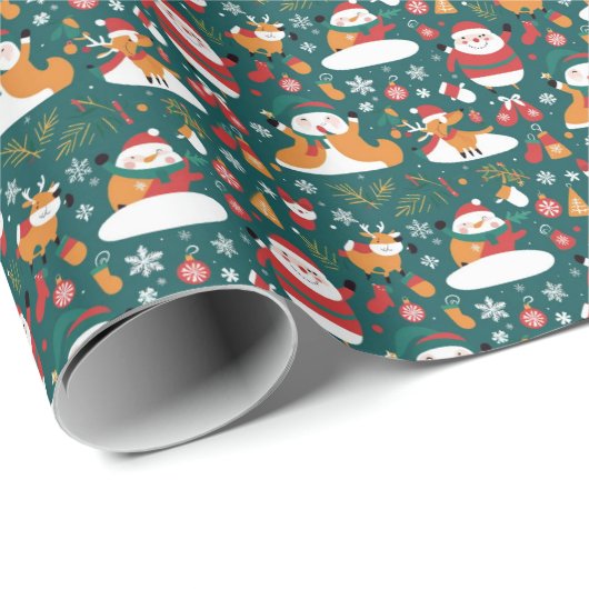 Weihnachtsmuster auf Fliesen Geschenkpapier (Rolleneckpunkt)