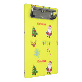 Weihnachtsmuster auf Gelb Mini Klemmbrett (Schrägansicht)