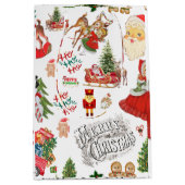 Weihnachtsmuster auf Weiß | Mittlere Geschenktüte (Vorderseite)