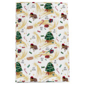 Weihnachtsmuster auf Weiß Mittlere Geschenktüte (Vorderseite)