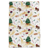 Weihnachtsmuster auf Weiß Mittlere Geschenktüte (Rückseite)