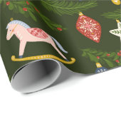 Weihnachtsmuster aus Baum und Holz Geschenkpapier (Rolleneckpunkt)