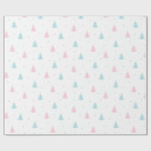 Weihnachtsmuster aus blau, rosa Spruce Trees Geschenkpapier (Flach)