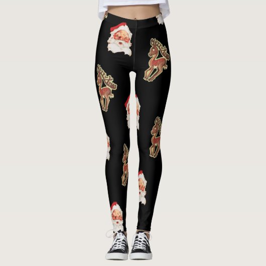 Weihnachtsmuster aus dem Weihnachtsalter Leggings (Vorderseite)