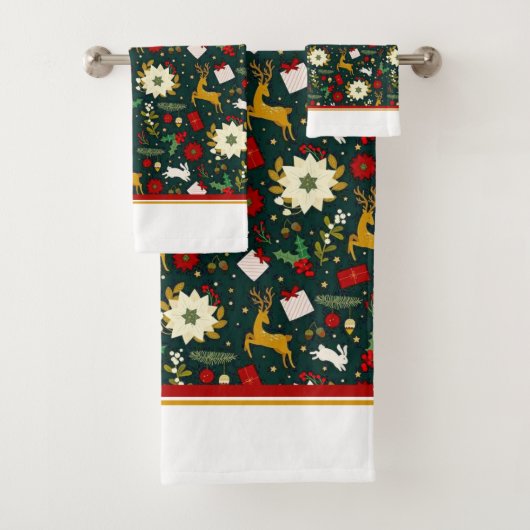 Weihnachtsmuster Badehandtuch-Set Badhandtuch Set (Insitu)