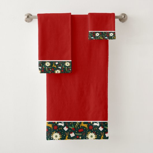 Weihnachtsmuster-Badehandtuch-Set Badhandtuch Set (Insitu)