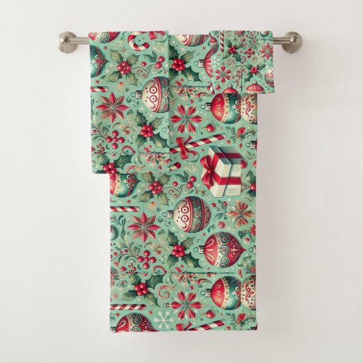 Weihnachtsmuster Badhandtuch Set (Insitu)