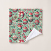 Weihnachtsmuster Badhandtuch Set (Waschlappen)