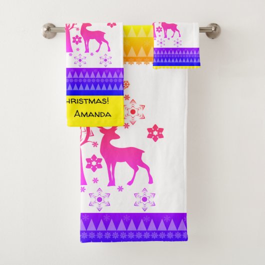 Weihnachtsmuster Badhandtuch Set (Insitu)
