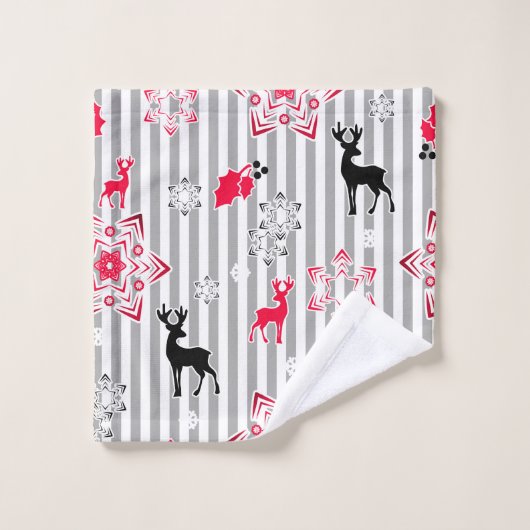 Weihnachtsmuster Badhandtuch Set (Waschlappen)