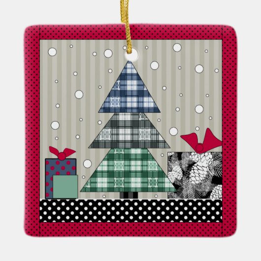 Weihnachtsmuster, Bekleidung, Neues Jahr, Weihnach Keramikornament (Vorderseite)