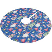 Weihnachtsmuster Blue Santa Gnome für Ferien Polyester Weihnachtsbaumdecke (Schrägansicht)