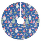 Weihnachtsmuster Blue Santa Gnome für Ferien Polyester Weihnachtsbaumdecke (Vorderseite)