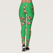 Weihnachtsmuster, Blumenreste auf Grün Leggings (Rückseite)