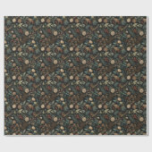 Weihnachtsmuster Botanical in melancholischer Stim Geschenkpapier (Flach)