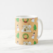 Weihnachtsmuster - brauner Hintergrund Kaffeetasse (VorderseiteRechts)