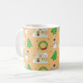 Weihnachtsmuster - brauner Hintergrund Kaffeetasse (Vorderseite Links)