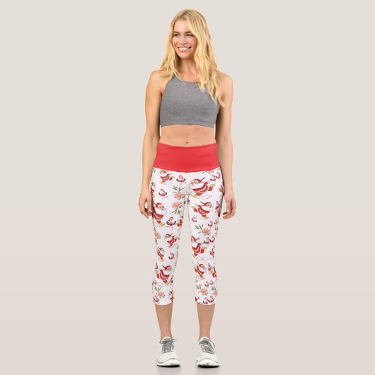 Weihnachtsmuster Capri Leggings (Vorderseite)